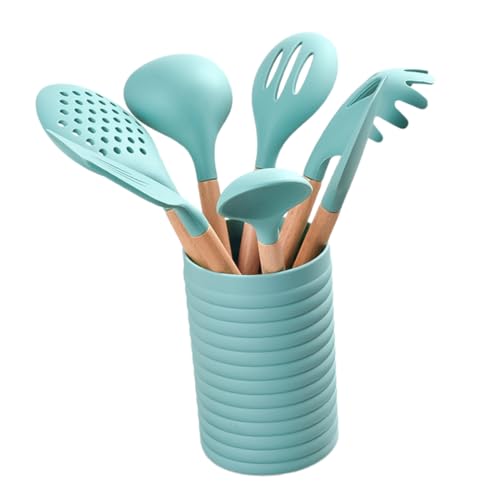 SOLUSTRE 1 Set Creative Kitchen Utensils Set with Handle and Barrel Cyan Ergonomic Design Heat Resistant for Cooking and Baking Essential Cooking Supplies