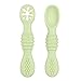 Vicloon Cucharas de Silicona para Bebés, 2 Piezas Cuchara de Entrenamiento para Bebés, Juego de Cubiertos de Silicona, Cuchara de Autoalimentación para Bebés