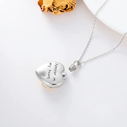 Cremation Jewelry for Ashes 925 Sterling Silver Sunflower/Rose/Cross/Paw Print/Crystal/Swan/Hamsa Hand/Koala/Clover/Bar Urn Necklace for Human Pet Ashes Keepsake Memorial Jewelry Gifts for Women Girls3