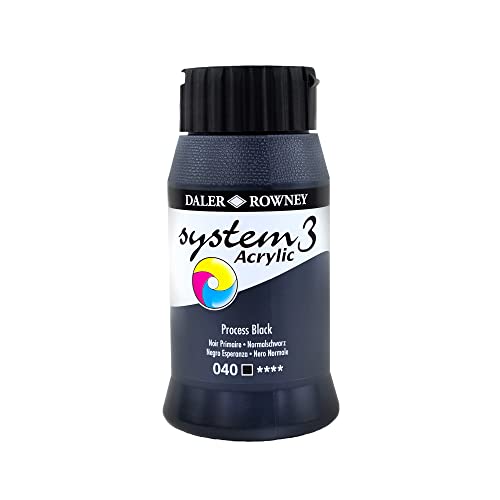 System3 500 ml proceso negro pintura acrílica fluida para lienzo y bellas artes