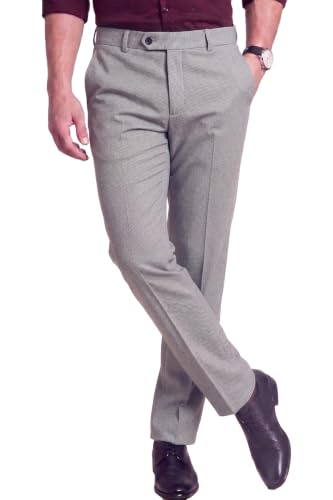 Image of Peter England Men's Premium Formal Stretchable Knit Super Slim Fit Trouser | Comfort Lycra | 360-Degree Stretch
