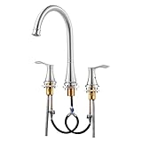 PARLOS 2-Handle Widespread High Arc Roman Tub Faucet with Valve & Faucet Supply Lines, Brushed Nickel, Demeter 1436202