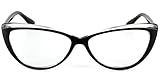 Colorful Two Tone Cat Eye Reading Glasses for Women (Black +1.75) Carrying Case Included
