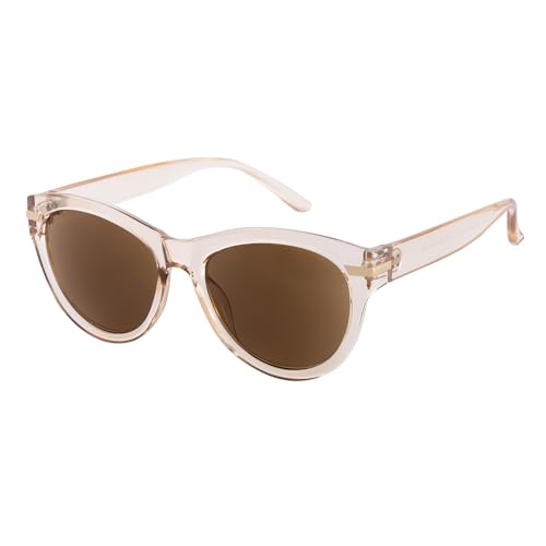 OKH Gafas de Sol de Lectura para Mujer Protección UV400, Gafas Ligeras para Leer en Exteriores, Ideales para Libros, Menús y Teléfono Móvil (Té Transparente/Té 1.5)