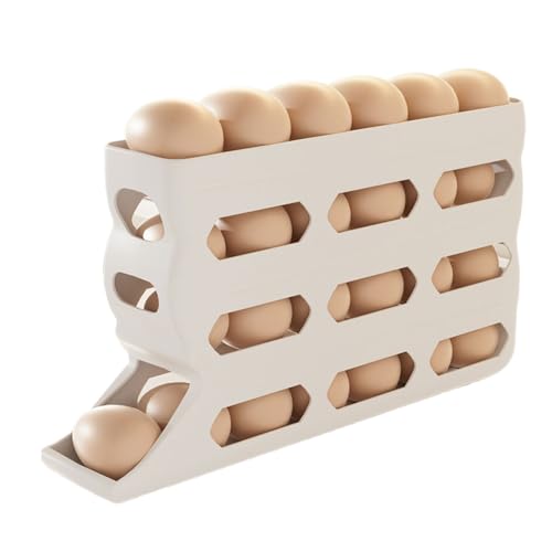 Caja de huevos para refrigerador, bandeja de 4 capas con rotación automática, capacidad 30, antideslizante, fácil de limpiar, ahorro de espacio, para picnic, granja