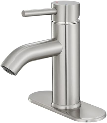 Bathroom Faucet Brushed Nickel One-Handle, Modern one Hole Bathro...