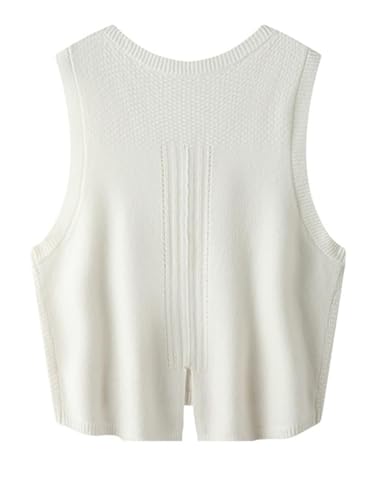 Image of Womens Knit Sleeveless Crewneck Sweater Vest 2025 Knitwear Tank