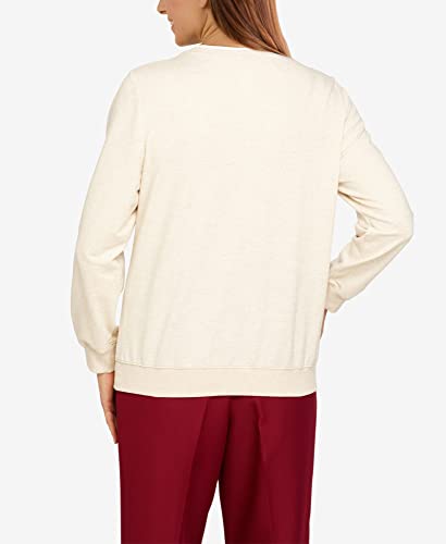 Alfred Dunner Womens Owl Embroidered Top, Oatmeal, Xl #TOP5