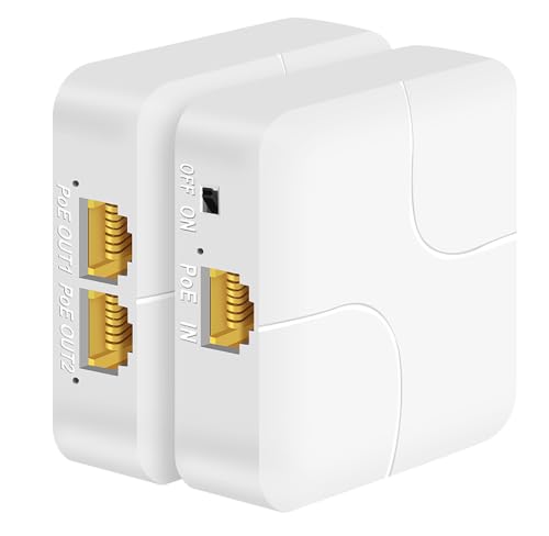 Image of 3 Port Gigabit PoE Extender 1 in 2 Out-IEEE 802.3af /at, 30W in 24W Out PoE Repeater 10 /100 /1000Mbps, Vlan & Extend to 250m, Desktop PoE Passthrough Switch Plug & Play