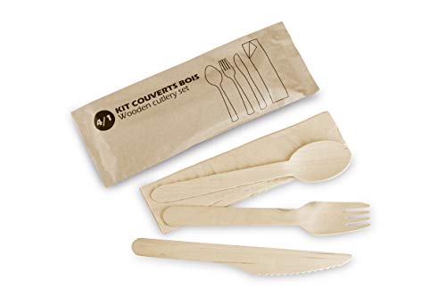 CARTON DE 500 KITS PAPIER + COUVERT BOIS 4/1