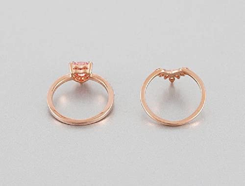 1.5 Carat Bridal Ring Set Heart Cut Cubic Zirconia Wedding Rings Curved CZ Engagement Stackable Rings for Women (Size 7)4