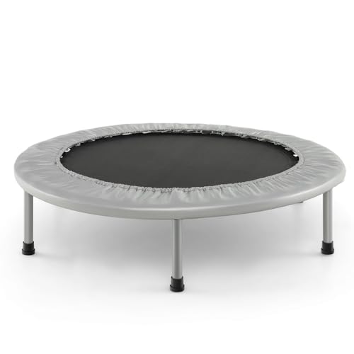 GOPLUS Mini Trampolín Plegable, Trampolín Fitness Infantil con Alfombra de Seguridad, Marco de Metal, Carga Máxima 150 KG, Cama Elástica Silenciosa de Ejercicios Interior Exterior para Adultos Niños