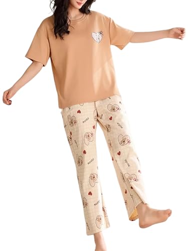 Image of Louis Luxe Womens Korean Night Dress || Full Pyjama Set || Korean Nightsuit || Women Nightwear ||Round Neck Full Sleeve Nightsuit || Loungewear || Everyday Nightdress