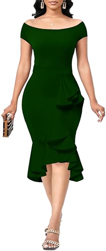 Image of SxClub Elegant Dress for Women Sexy 3 /4 Sleeve Business Knee Length Dresses Fishtail Zipper Belt