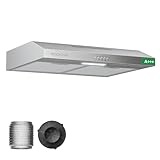 SOONYE A+++ Dunstabzugshaube 60cm Unterbau,Umlufthaube Umluft mit Kohlefilter,3 Leistungsstufen,Integrierte Unterschrank Unterbauhaube Abluft,Edelstahl