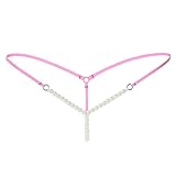 FasiCat Womens Thongs Panties Lace Briefs Sexy G Strings Underwear Pearls for Women Hotpink