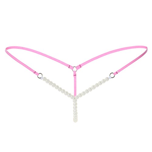 FasiCat Womens Thongs Panties Lace Briefs Sexy G Strings Underwear Pearls for Women Hotpink