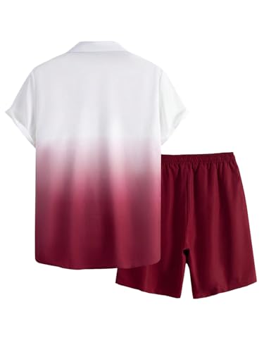 Floerns Men's 2 Piece Outfit Hawaiian Button Down Shirts and Shorts Set2