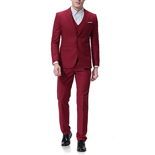 Herren Formal Business Blazer 3-teilig Klassischer Business Blazer + Weste + Hosen Anzüge Hochzeit Party Set Marineblau Asien 5XL 91 bis 98kg – Bild 3