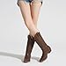 HISEA Rollda Cowboy Boots for Women Western Cowgirl Boots with Chunky Heel Ladies Snip Toe Mid-Calf Boots Bronze Size 8