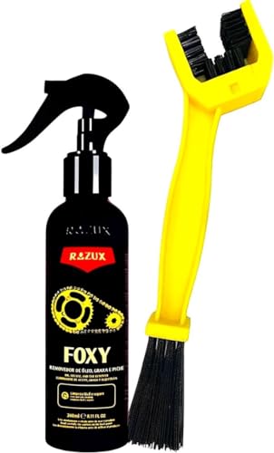 Desengraxante Removedor De Óleo Graxa Piche Limpa Corrente Foxy Razux 240ml + Escova limpa Corrente Detailer