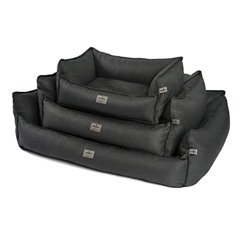 JAMAXX® Luxus Hundekörbchen orthopädisches Hundebett Memory Foam Hundekissen mittelgroße Hunde kuscheliges Sofa Matte Waschbar Flauschige HundeCouch Hundekorb Rand extra-hoch PDB2018 M 90x70 anthrazit