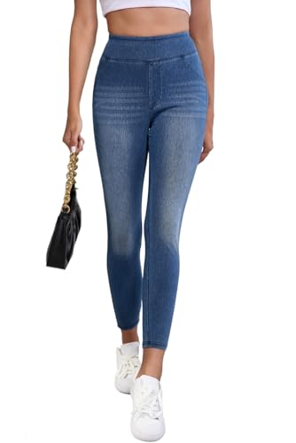 Stylish and Practical Dark Blue Jeggings with Ankle Length and Mid Waist - Perfect for Daily Wear