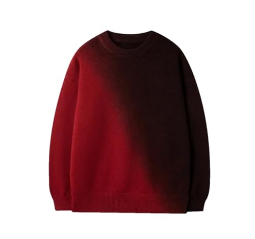 Men's Winter Gradient Dyed Round Neck Sweater Youth and Students Loose and Casual Thickened Knitwear