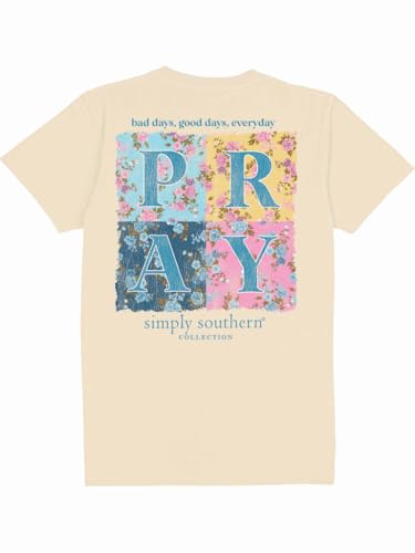 Simply Southern Pray Relaxed Fit Short Sleeve Women's T-Shirt, Natural
