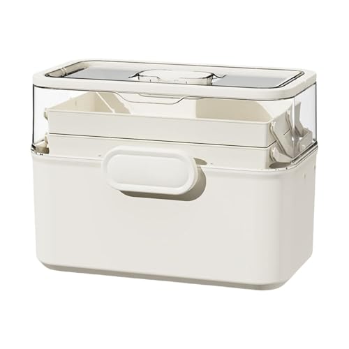 Etyldya Caja de Medicamentos Portátil con Asa Organizador Medicina Multiuso Caja Vacía de Material Resistente Y Estructura Modular, Blanco