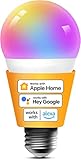 WLAN Glühbirne unterstützt HomeKit, Refoss Smart E27 LED Lampe Dimmbare Mehrfarbige, kompatibel mit, Alexa, Google Assitant, 9W 2700K-6500K, 2,4Ghz