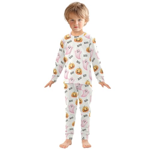Pajama Sets Long Sleeve Halloween Ghosts Pumpkins Soft Comfy Sleepwear 2 Piece PJS 3-8T2