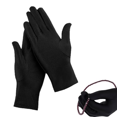 1 Paire Gants en Coton,Gants Hydratants,Gants en Coton Noir pour Hommes et Femmes Menage en Tissu Noir, Fins pour bijoux,hydratant pour les mains,taille unique.