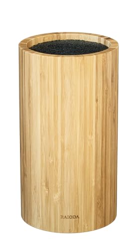 Ceppo Coltelli Universale in Bambù, Portacoltelli da Cucina Vuoto con Setole Amovibili, Design Elegante in Legno Naturale, Knife Block Holder, Sicuro e Facile da Pulire