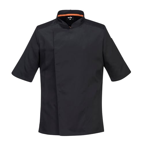 Veste de cuisine MC Portwest Noir S extensible contre la chaleur en vêtement de travail