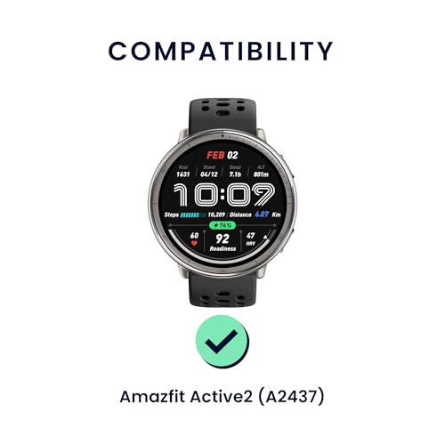 kwmobile Straps Compatible with 20mm Amazfit Active 2 /Active Edge/Bip 3/GTS 3 4 Straps - 2x Replacement Silicone Watch Bands - Black/Dark Grey - image 2