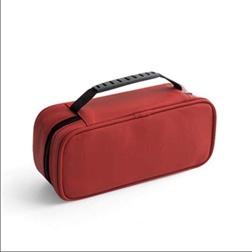 Preisvergleich Produktbild Gycoz Mehrlagige Kosmetiktasche für den Haushalt, Aufbewahrungstasche für Reisen, tragbarer Gürtel, PU-Material, wasserdicht und staubdicht, Reißverschluss, Orange