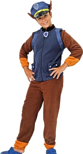 Gojoy shop-Disfraz de Perro Policia para Niños Carnaval Halloween(Contiene:Gorro,Camiseta,Pantalón con Cola,Mochila y Mochila de Cuerdas. (5-6 años, niño)