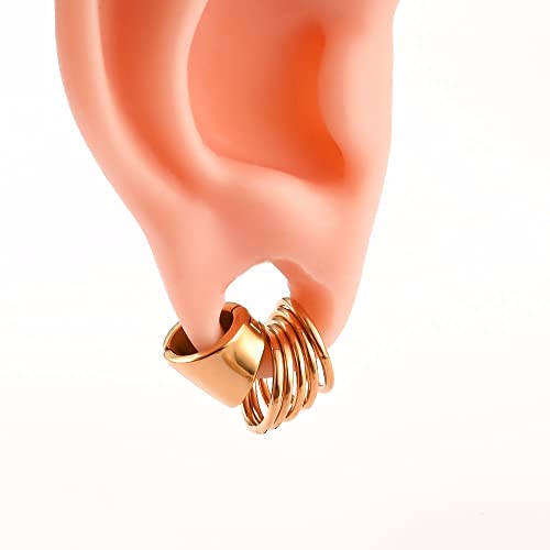 Doearko 10 Pcs Ear Gauges Ear Rings Hypoallergenic 316L Stainless Steel 2G 0G Plugs For Ears Body Piercing Jewelry (1.2 * 8Mm 10 Pcs, Gold Basic) #TOP3