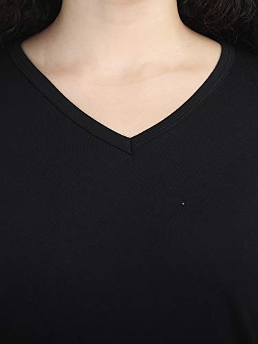Image of FLEXIMAA Women's Cotton Plain V Neck Full Sleeve T-Shirt