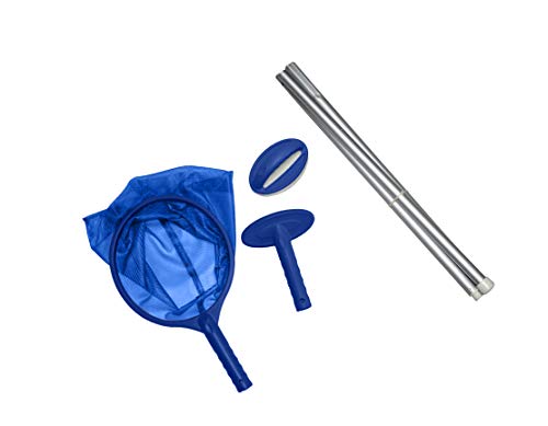 In The Swim Economy Swimming Pool Maintenance Kit – 5.5” Nylon Bristle Brush, 5.5” Scrubber Brush, 3-Section 4.5' Pole