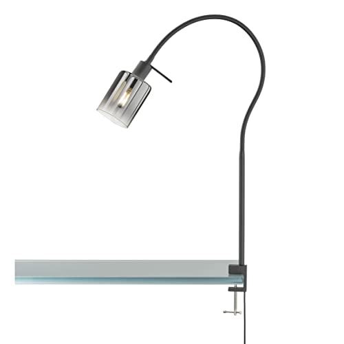 Fischer & Honsel|Klemmleuchte, Iska|sandschwarz|Glas|rauchfarben zu klar|B: 8,50 cm, H: 65,00 cm, Ausl. Wand: 50,00 cm|Schnurschalter|1x E14 max. 10,0 Watt|30441 Fischer & Honsel|Klemmleuchte, Iska|sandschwarz|Glas|rauchfarben zu klar|B: 8,50 cm, H: 65,00 cm, Ausl. Wand: 50,00 cm|Schnurschalter|1x E14 max. 10,0 Watt|30441
