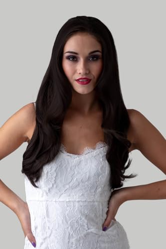 Demi-perruque brune lisse dégradée réglant le manque de volume des cheveux plats