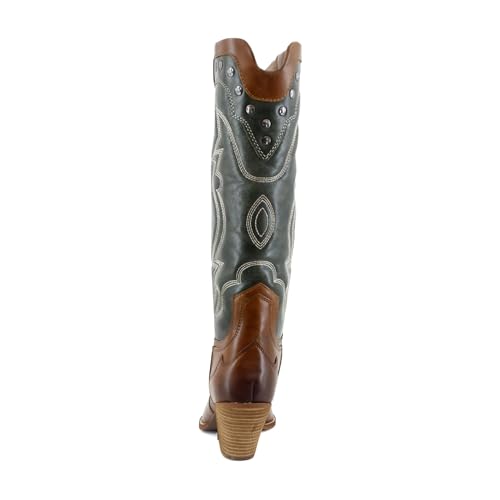 Image of Sam Edelman James Wide Calf Women's Boots Green /Copper Leather Size 7.5 M