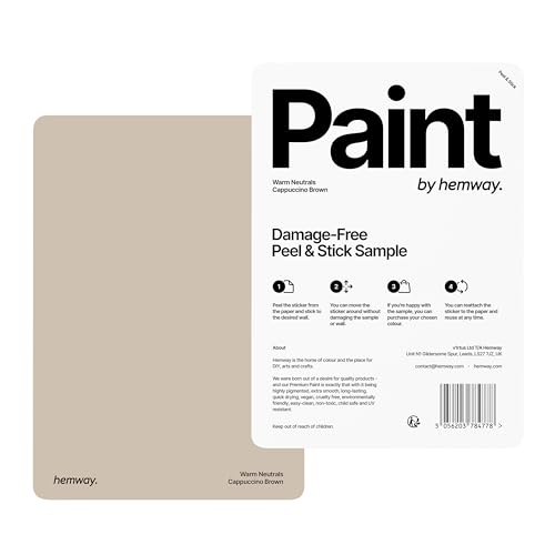 Hemway Cappuccino Brown Chalk Based Furniture Paint A5 Peel And Stick Sample Matt Shabby Chic Home Interior, Walls, Wood, Wardrobes, Doors, Tables, Chairs (40 Neutrals & 118 Colours Available)