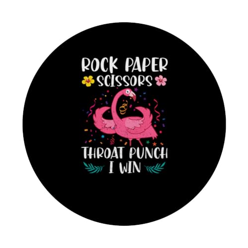 Rock Paper Scissors Throat Punch I Win Funny Flamingo Game PopSockets Swappable PopGrip, Black - Image 3