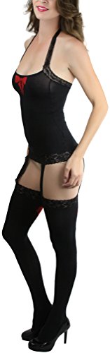 Image of ToBeInStyle Women's Bodystocking Bustier Garter Lingerie Suspender Thigh High Stockings