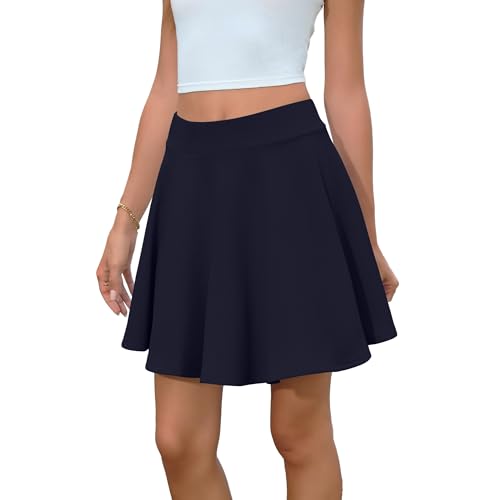 Women Casual Versatile Stretchy Flared Basic Mini Skater Skirt Fashion Skirts for Women2