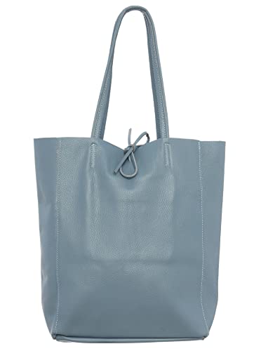 Zwillingsherz Shopper aus 100% Echtleder - Hochwertige Tasche für Damen Frauen Mädchen – Shopper groß und elegant - Schultertasche - blau