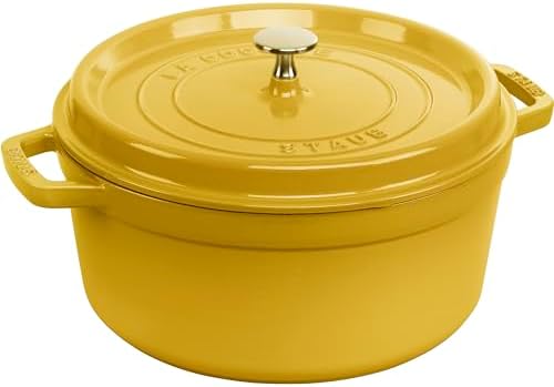 Staub - Cast Iron Round Cocotte, Dutch Oven, 5.5-quart, serves 5-6, Made in France - Citron - Thumbnail 3
